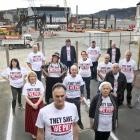 Mayor Jules Radich and councillors beside the site of the new Dunedin hospital rebuild. PHOTO:...