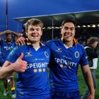 Josh Whaanga (right) and Harry Taylor celebrate Ranfurly Shield success. PHOTO: NZ RUGBY /...