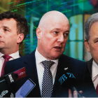 Coalition leaders ACT's David Seymour (left), Prime Minister Christopher Luxon, of National, and...