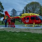 The Westpac rescue helicopter touches down at the launch of Geraldine’s emergency helipad at the...