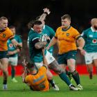 Andrew Porter runs the ball up for Ireland against Australia. Photo: Reuters