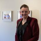 Artist Kim McKechie in front of her exhibition "Observation" at the Croydon Aviation Heritage...