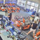 Fireworks were shot into a lawnmower shop at 9.30am on Friday&nbsp;Photo:&nbsp;Screenshot