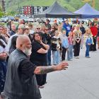 Kaumatua Kerry Cameron, of Waitati, speaks at the official opening of an outdoor space at...