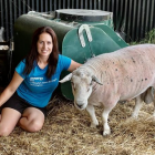 Kathrine Calder-Ritchie and her pet ram Bo who is home safe and sound after being stolen. Photo:...