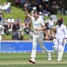 Jacob Duffy claimed a 5-wicket haul to leave the Black Caps chasing just 56 to win. Photo: Getty...