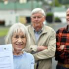Surrey St Flood Action’s Lynne Newell and members Neil Johnstone and Julian Doorey. PHOTO:...