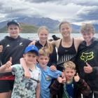 Family friends (back from left) Ollie McCone, 12, Georgia Chilton, 16, Annie Chilton and Harry...