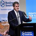 Chris Bishop speaks at a business lunch in Dunedin. PHOTO: PETER MCINTOSH