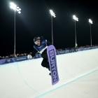 New Zealander Campbell Melville Ives competes in the third run of the men’s snowboard halfpipe...
