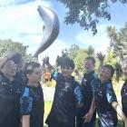 Rakaia School pupil leaders celebrate the return of the salmon. PHOTO: SUSAN SANDYS
