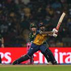 Sri Lanka's Kusal Mendis launches Adam Zampa through the leg side while chasing down Australia's...