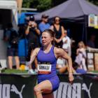 Dunedin's Anna Grimaldi competes on the track at the Sir Graeme Douglas International in Auckland...