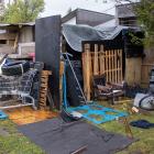 A makeshift dwelling at the Worcester St site. Photo: Geoff Sloan