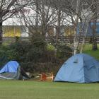 Some people lived in a tent encampment at the Oval in Dunedin during winter last year. PHOTO:...