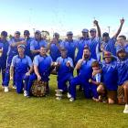 The victorious Waihola Swans celebrate after defeating long- standing rivals the Owaka Bandits in...