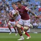 Former Highlanders flanker Shannon Frizell in action for Toshiba Brave Lupus during a Japan Rugby...