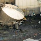 The ruptured chemical tank at the Nippon Dynawave Packaging pulp and paper mill in Longview,...