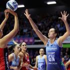 Catherine Hall, playing for the Mystics defends during the 2025 ANZ Premiership Grand Final match...