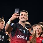 Will Jordan takes selfies with fans in April. Photo: Kai Schwoerer/Getty Images