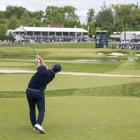 Kiwi Ryan Fox hits his tee shot on the 17th during the second round of the PGA Championship at...