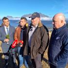 Announcing a national funding boost for wilding pine control at Queenstown Hill Station are (from...