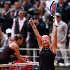 A joyous Diana Shnaider celebrates after beating world No 1 Aryna Sabalenka. Photo: Reuters 