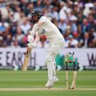 New Zealand batter Matt Henry is bowled for a duck by England quick Gus Atkinson at Lord’s...