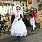 Steampunk designer Michelle Webb models her Penny Cillin nurse-inspired costume, while Major...