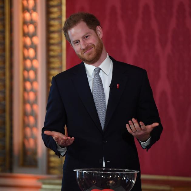 Prince Harry attends at the draw for the Rugby League World Cup on Thursday. Photo: Reuters 