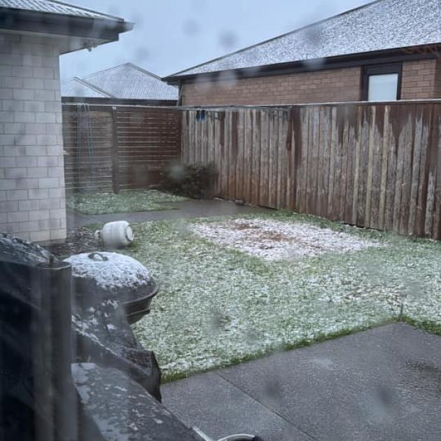 Snow in Pegasus this morning. Photo: Facebook