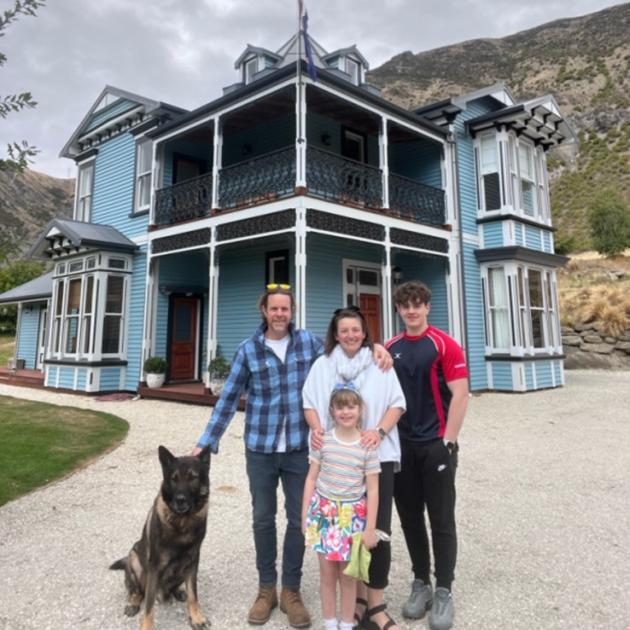 The Timmermans-Delves outside their new home. Photo: Supplied