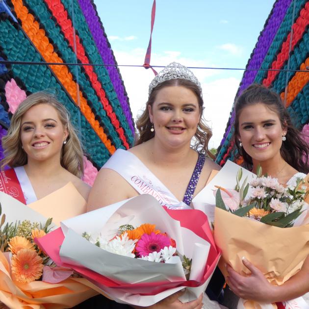 Blossom Festival Queen Kathryn Smit (17) (centre), is flanked by (left) first runner up Emma...