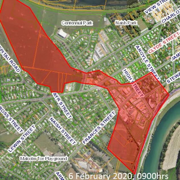 Revised Risk Map for Hospital Road Detention Embankment. Image: Clutha District Council Revised Risk Map for Hospital Road Detention Embankment. Image: Clutha District Council