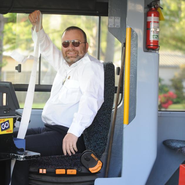 President of the Dunedin branch of the Tramways Union Peter Dowden at the wheel.PHOTO: PETER...