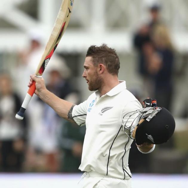 Brendon McCullum acknowledges the crowd on Monday. Photo: Getty Images