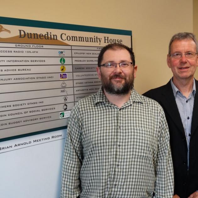 Dunedin Council of Social Services executive officer Alan Shanks (left) and Community Support consultant Rob Tigeir are striving to help social sector groups brace for the impact of long-signalled changes to funding for organisations. PHOTO: BRENDA HARWOO