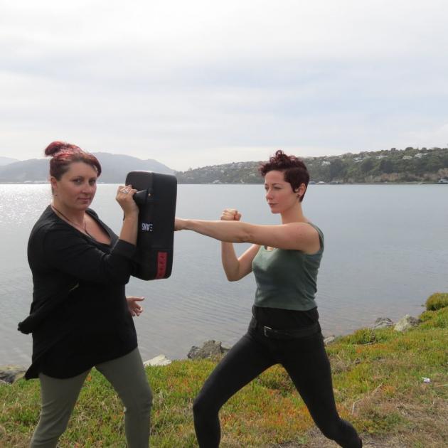Women's Self Defence Network member Bell Murphy (right) has teamed up with Racheal Bergersen, of Portobello, to offer a free self-defence session for Otago Peninsula women. PHOTO: DAVID BECK Women's Self Defence Network member Bell Murphy (right) has teamed up with Racheal Bergersen, of Portobello, to offer a free self-defence session for Otago Peninsula women. PHOTO: DAVID BECK