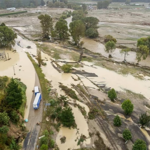 Aerial views of flooding in Hawke's Bay as Cyclone Gabrielle hit the region. Photo: Corena