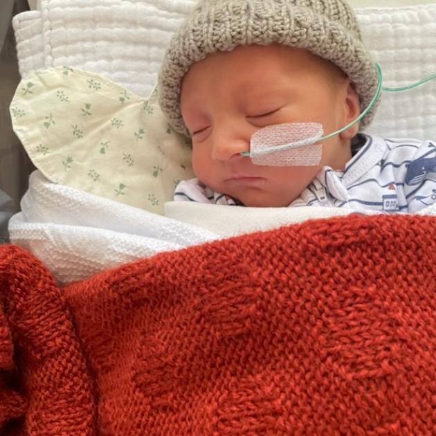 Baby Flynn at Christchurch Women’s Hospital's neonatal intensive care unit. Flynn sleeps with a...