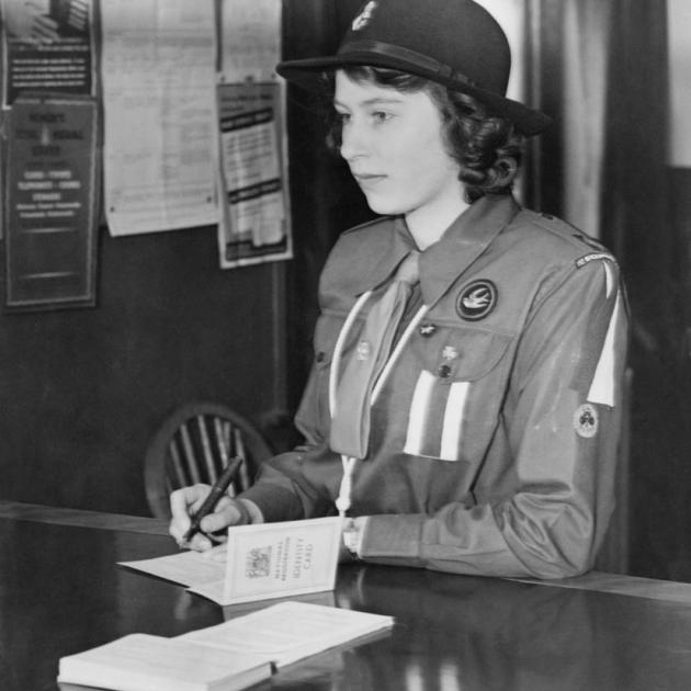 Princess Elizabeth registering for war service as a 16-year-old on Anzac day in 1942. Phtoto:...