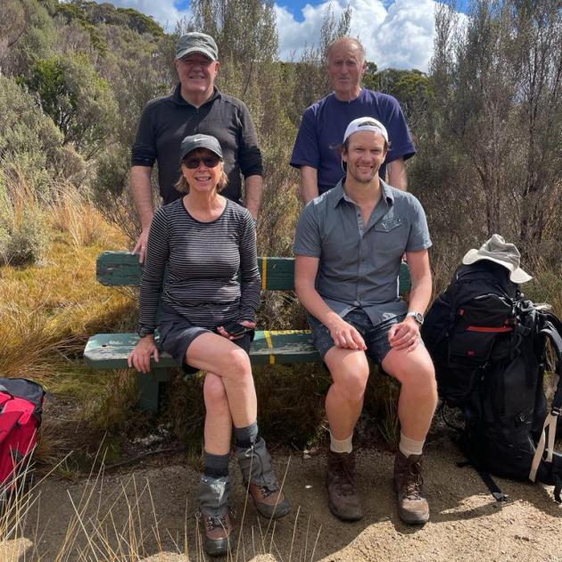 Walking the Heaphy Track in the Kahurangi National Park in November are (back, from left) Mr...