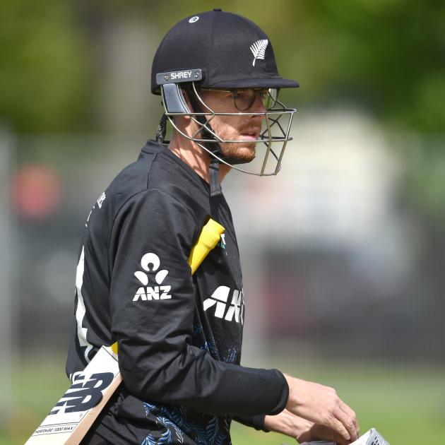 Black Caps skipper Mitchell Santner at training in Dunedin yesterday. PHOTO: GREGOR RICHARDSON