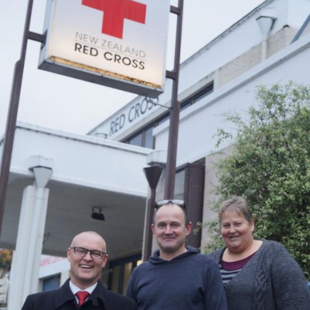 Dunedin North MP David Clark (left), refugee support volunteer Steve Walker and Dunedin Red Cross branch president Lynette Wall are pleased with the way Dunedinites have welcomed the Syrian refugees.