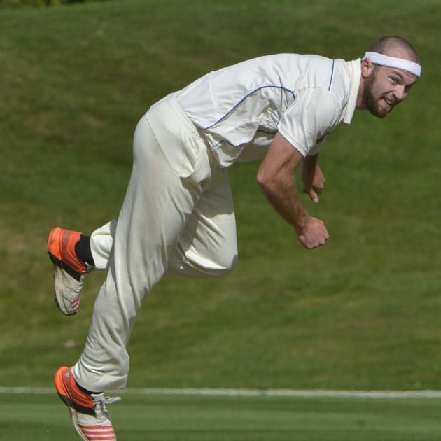 Otago seamer Michael Rae sends down a delivery during a Plunket Shield match against Auckland at the University Oval yesterday. Photo by Gerard O'Brien.