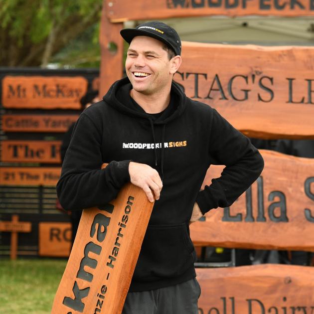 Married at First Sight celebrity Brett Renall works on his stand at the Southern Field Days at Waimumu. Photo: Stephen Jaquiery