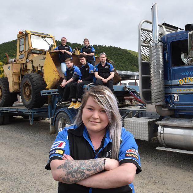 Emalee Millar (26) and fellow Otago Polytechnic automotive students show off the programme's...