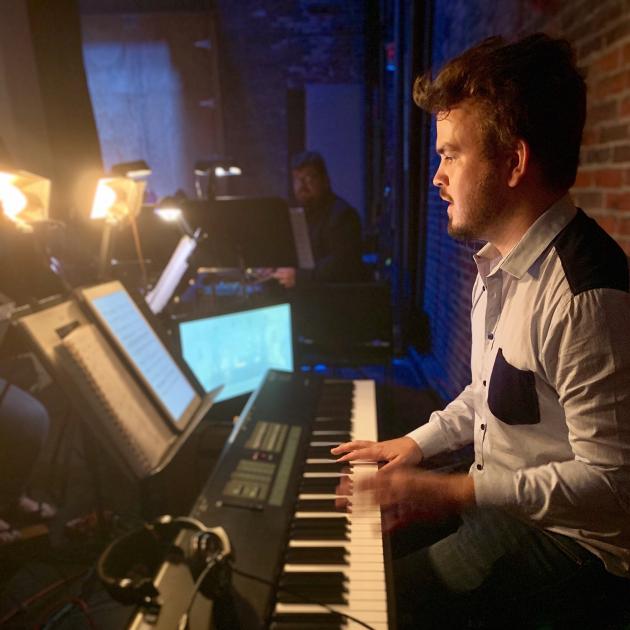 Matt Everingham working on the musical Next to Normal at the Tibbits Opera House in Michigan.