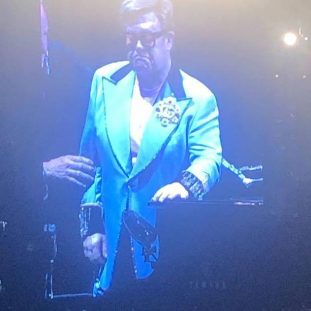 A distraught Elton leaves the stage. Photo: supplied via NZ Herald