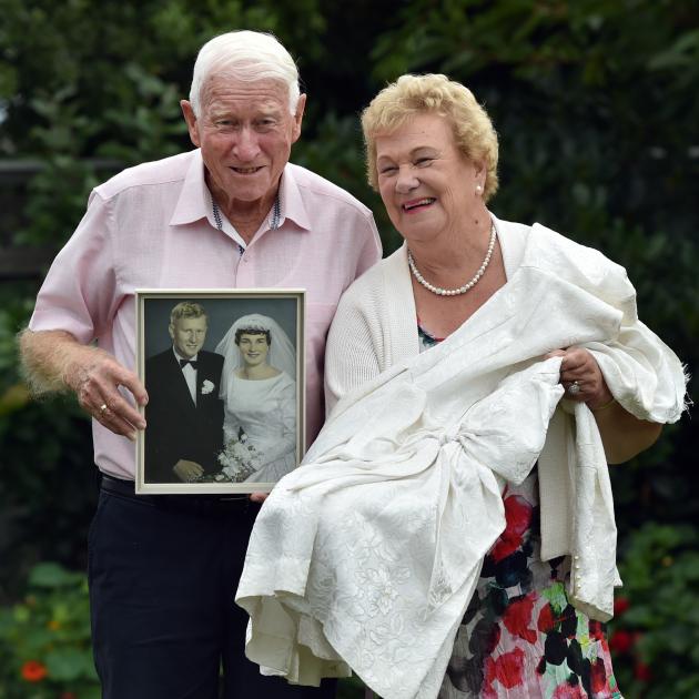 Celebrating 60 years of marriage are Charles and Wilma Burrell, of Mosgiel. Mrs Burrell holds her...